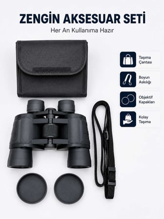 20x Büyütmeli Profesyonel Dürbün | HD Optik Lens Taşıma Çantalı ve Boyun Askılı