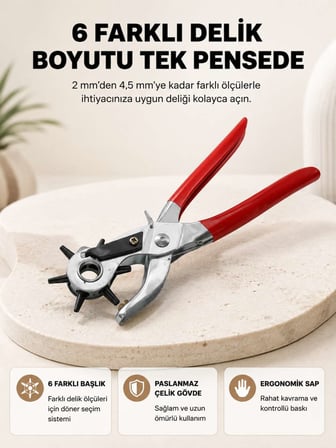 Delme Pensesi 6 Başlıklı Çok Amaçlı Paslanmaz Çelik Ergonomik