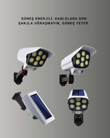 PVC+PC Malzemeli, 2'si 1 Arada Güvenlik Lambası – Ayarlanabilir Başlık ve Panel Açısı