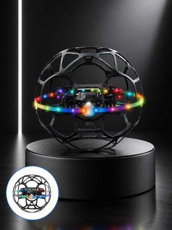 El Hareketi Kontrollü Futbol Topu Tasarımlı Drone LED Işıklı