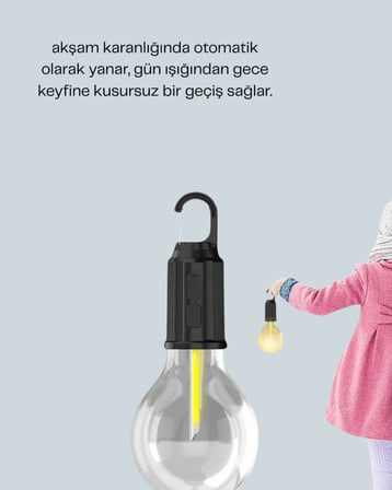 Akıllı Sensörlü USB Şarjlı Kamp Lambası