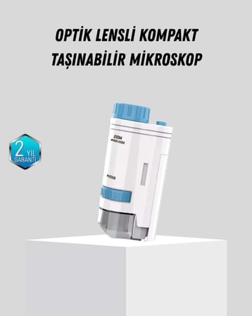 Taşınabilir Mini Mikroskop LED Işıklı 80X–200X Büyütmeli ve Ayarlı