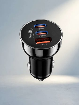 Araç İçi 3 Portlu Şarj Adaptörü PD Type-C ve QC3.0 USB