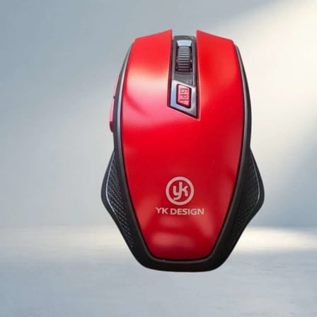 Ergonomik Sessiz Kablosuz Mouse USB Alıcılı Kırmızı Renkli