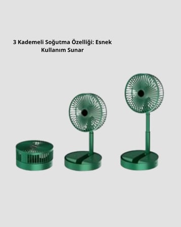 Taşınabilir 3 Kademe Hızlı Şarjlı Mini Fan - Katlanabilir Tasarım