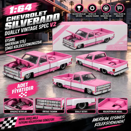 Vintage Tasarım 64 Chevrolet Silverado Dually 1 Adet Araç