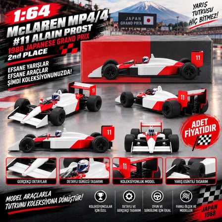 McLaren MP4 4 Alain Prost 1:64 1988 Japonya Grand Prix