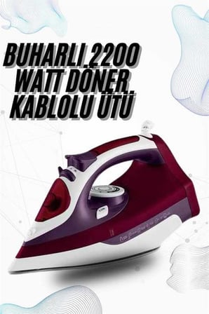 Şık Buharlı Ütü 2200 Watt Seramik Tabanlı Dikey Kullanım