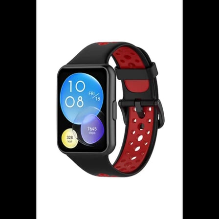 Huawei Watch Fit 2 Spor Delikli Kordon - Siyah-kırmızı