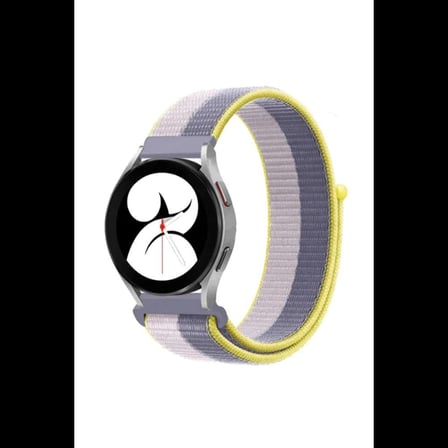 Samsung Galaxy Watch 4 Hasırlı Cırtcırtlı Kordon - Gri-beyaz