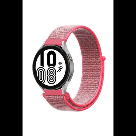 Samsung Galaxy Watch 4 Hasırlı Cırtcırtlı Kordon - Pembe