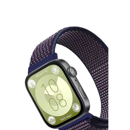 Huawei Fit 4 Hasırlı Cırtcırtlı Kordon - Mavi-beyaz