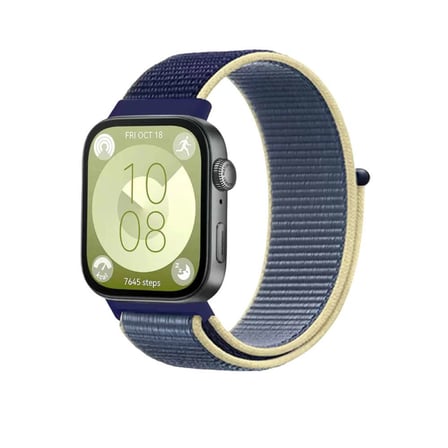 Huawei Fit 4 Hasırlı Cırtcırtlı Kordon - Sarı-lacivert