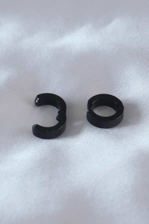 Çelik Siyah Renk Sıkıştırmalı Erkek Küpe 5886