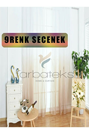 Vizon Bej Açık Kahve Renk Geçişli Tül Degrade Geçişli Tül 2kat Pileli