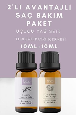 2li Avantajlı Paket Saç Bakım Lavanta & Ylang-Ylang %100 Saf Uçucu Yağı