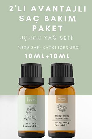 2li Avantajlı Paket Saç Bakımı Ylang-Ylang & Çay Ağacı %100 Saf Uçucu Yağı