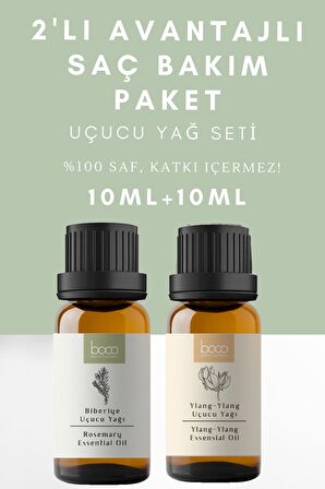 2li Avantajlı Paket Saç Bakımı Ylang-Ylang & Biberiye %100 Saf Uçucu Yağı