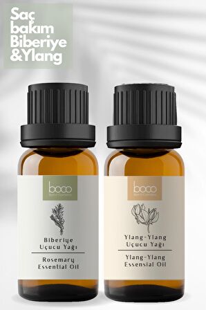 2li Avantajlı Paket Saç Bakımı Ylang-Ylang & Biberiye %100 Saf Uçucu Yağı