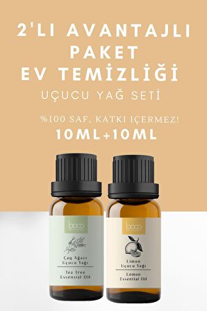 2li Avantajlı Paket Ev temizliği Çay Ağacı Yağı & Limon %100 Saf Uçucu Yağı  (10 ml + 10 ml)