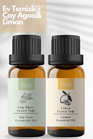 2li Avantajlı Paket Ev temizliği Çay Ağacı Yağı & Limon %100 Saf Uçucu Yağı  (10 ml + 10 ml)