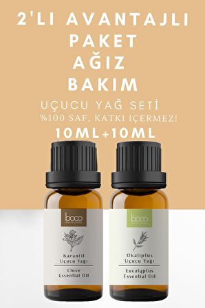 2li Avantajlı Paket Ağız Bakım Karanfil & Okaliptus %100 Saf Uçucu Yağı (10ml + 10ml)