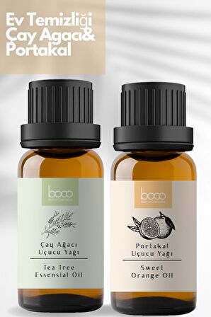 2li Avantajlı Paket Ev Temizliği Çay Ağacı Yağı & Portakal %100 Saf Uçucu Yağı (10 ml + 10 ml)