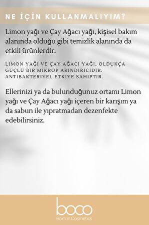 2li Difuser Karışımı Antibakteriyel Yüzey Temizleme Çay Ağacı & Limon %100 Saf Uçucu Yağı