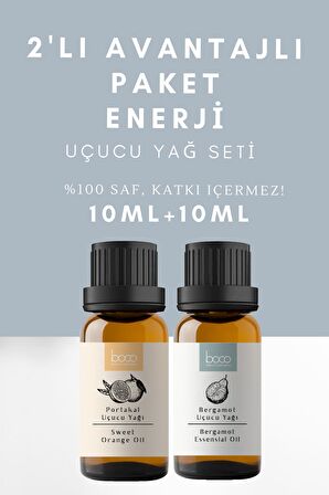 2li Avantajlı Paket Enerji ve Odaklanma Portakal & Bergamot %100 Saf Uçucu Yağı (10 ml+10 ml)