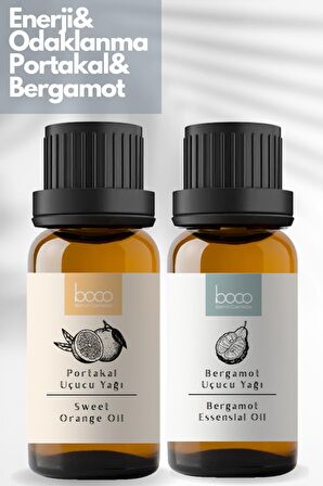 2li Avantajlı Paket Enerji ve Odaklanma Portakal & Bergamot %100 Saf Uçucu Yağı (10 ml+10 ml)