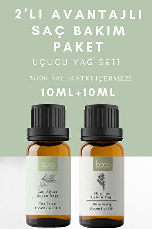 2li Avantajlı Paket Saç Bakım Biberiye & Çay Ağacı %100 Saf Uçucu Yağı