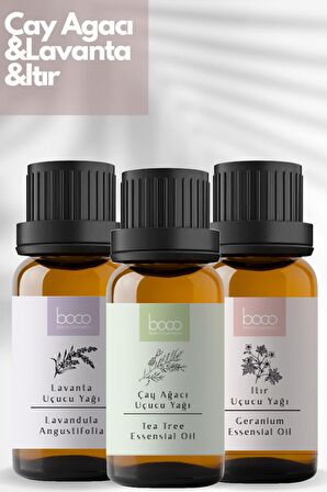 Avantajlı Itır & Lavanta & Çay Ağacı Saf Aromaterapi Uçucu Yağı 3 lü Set (30 ml)