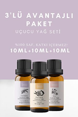 Boco Nature Itır & Lavanta & Portakal Saf Aromaterapi Uçucu Yağı Avantajlı 3lü Set (30ml)