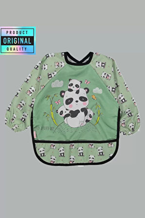 Lenaca Panda Baskılı Giyilebilir Su Geçirmez Mama Önlüğü