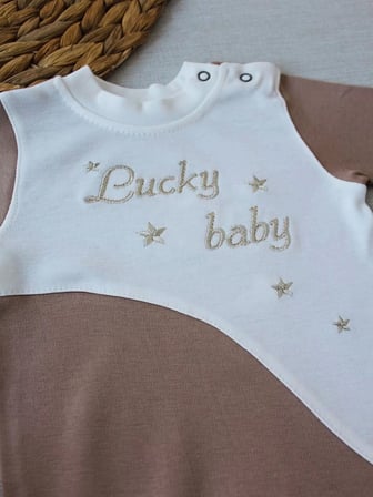 Lenaca 0-3 3-6 Ay Lucky Baby Nakışlı Es Çizgi Boy Şapkalı Erkek Bebek Tulumu