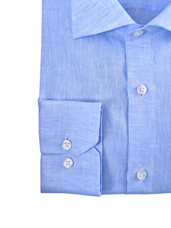 ERKEK MAVİ  GABARDİN DOKU %100 MISIR PAMUĞU GÖMLEK