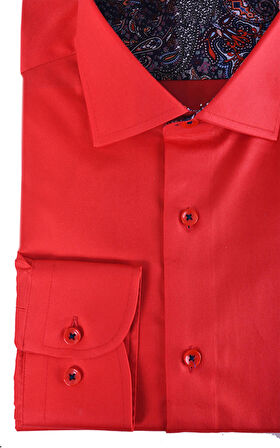 Erkek Kırmızı %100 Mısır Pamuğu Gömlek