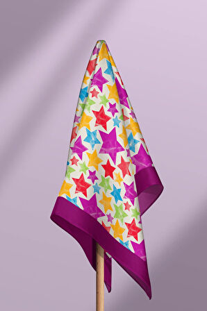 F35 Kadın Mor  Stars Desenli 50x50 Bandana HYL DG0521-22