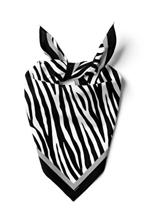 Kadın siyah Beyaz Zebra Desenli 50x50 Bandana HYL DG0567-22