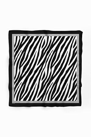 Kadın siyah Beyaz Zebra Desenli 50x50 Bandana HYL DG0567-22