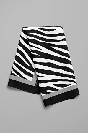 Kadın siyah Beyaz Zebra Desenli 50x50 Bandana HYL DG0567-22