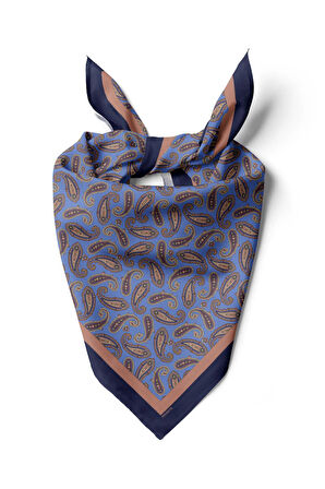 A22 Kadın Mavi Şal  Desenli 50x50 Bandana HYL DG0578-22