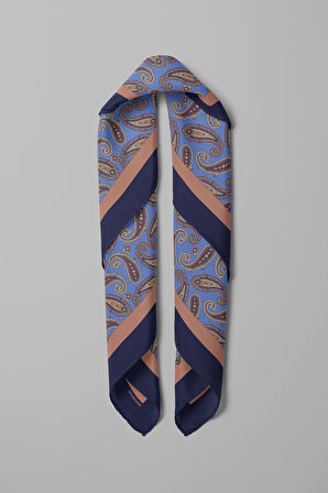 A22 Kadın Mavi Şal  Desenli 50x50 Bandana HYL DG0578-22
