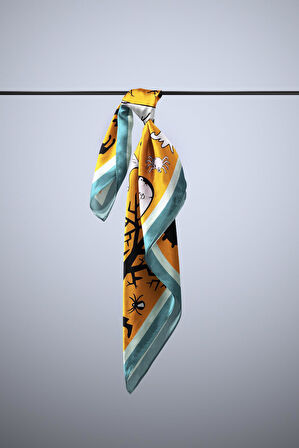 Kadın Hardal Trick or Treat Desenli 50x50 Bandana DG0697-22