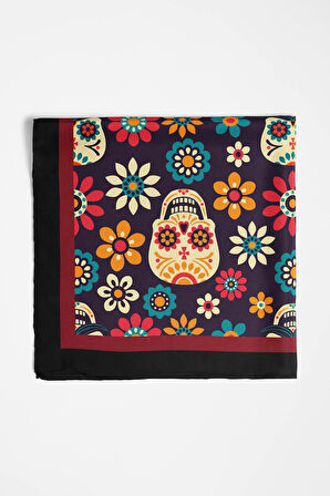 B53 Kadın Mor Skull  Desenli 50x50 Bandana HYL DG0702-22