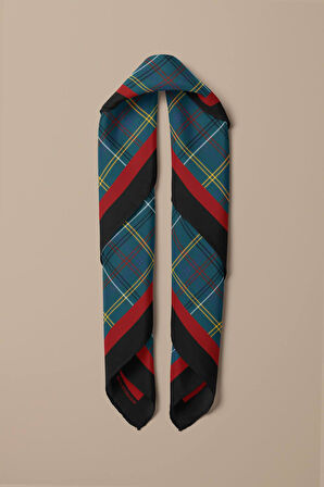 E59  Kadın Petrol Ekose Desenli 50x50 Bandana HYL DG0708-22