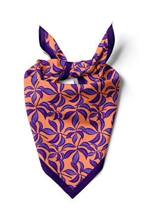 Kadın Mor Turuncu Basil Desenli 50x50 Bandana HYL DG0801-22