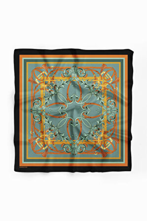 Z12 Kadın Turuncu Hardal Sarısı İron Desenli 50x50 Bandana HYL DG01007-22