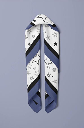 E9 Kadın Yıldız Desenli 50x50 Bandana HYL DG01117-22