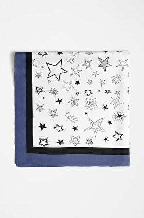 E9 Kadın Yıldız Desenli 50x50 Bandana HYL DG01117-22